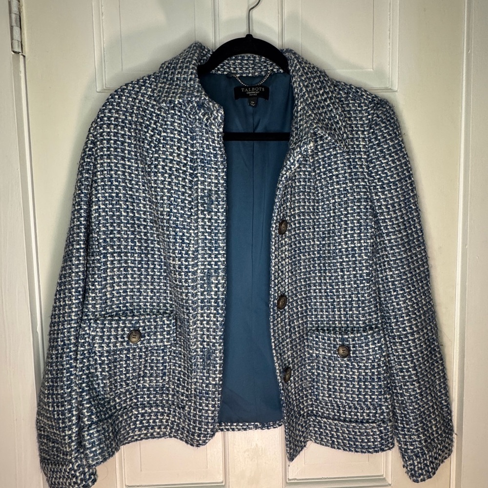 Vintage Blue and White Tweed-wool Jacket